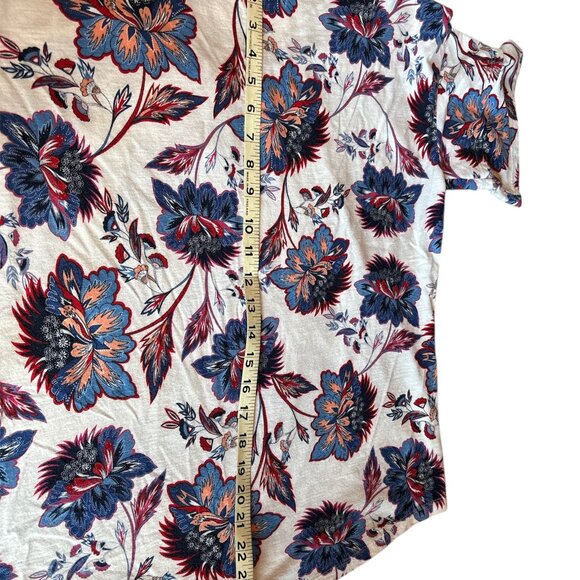 Liz Claiborne Women's Top Size Medium Red White Blue Floral - Picture 7 of 7